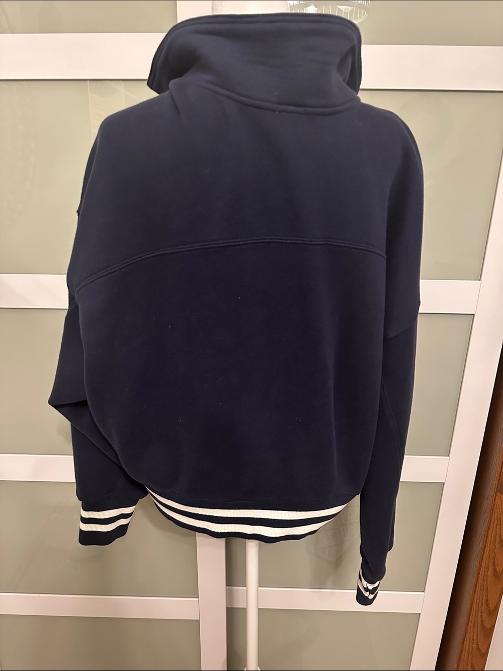 Navy V-Neck Pullover Sweater with Striped Hem Aerie/Offline - Picture 2 of 3